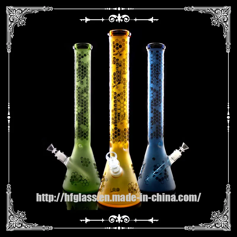 18 Inches Sandblast Tall Beaker Glass Smoking Water Pipe Wholesale