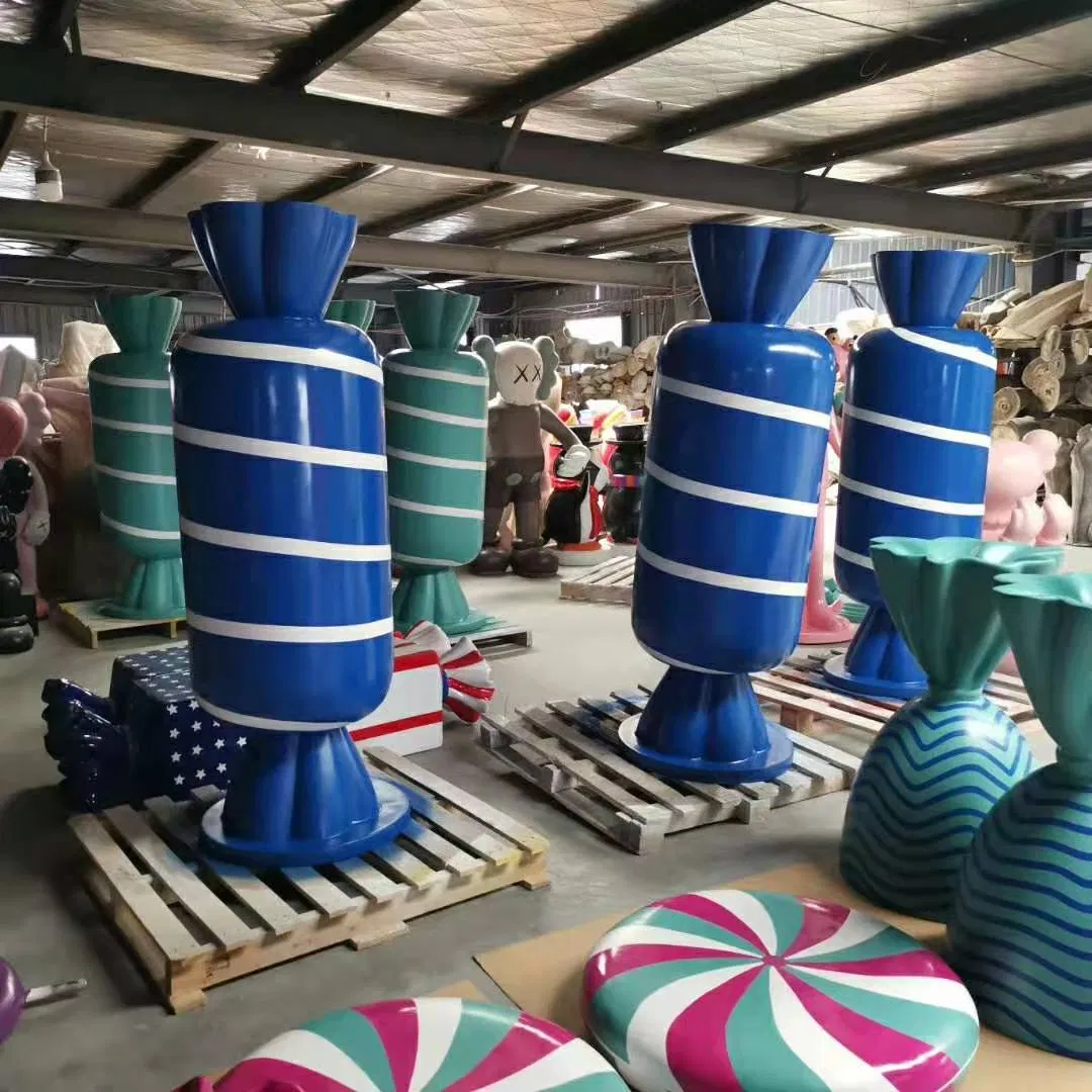 2021 Fiberglass Giant Macaroons Window Display Props Resin Lollypop Candy Cane Decoration