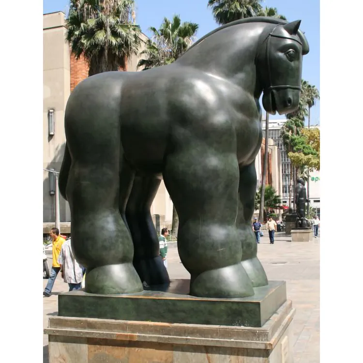 Abstract Animal Famous Botero Black Bronze Horse Sculpture for Sale