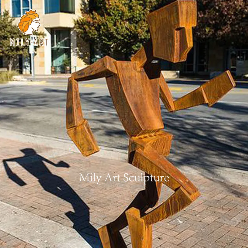 Abstract Running Man Art Sculpture Stainless Steel Corten Steel Sculpture