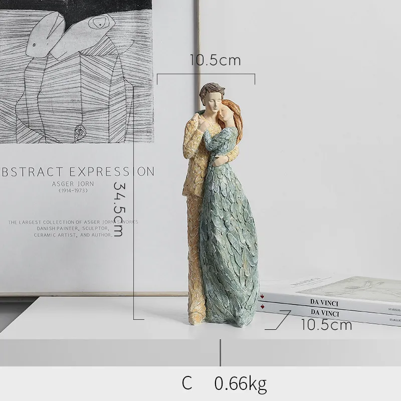 Aestheticism Resin Embrace Lovers Couple Sculpture Wedding Gifts