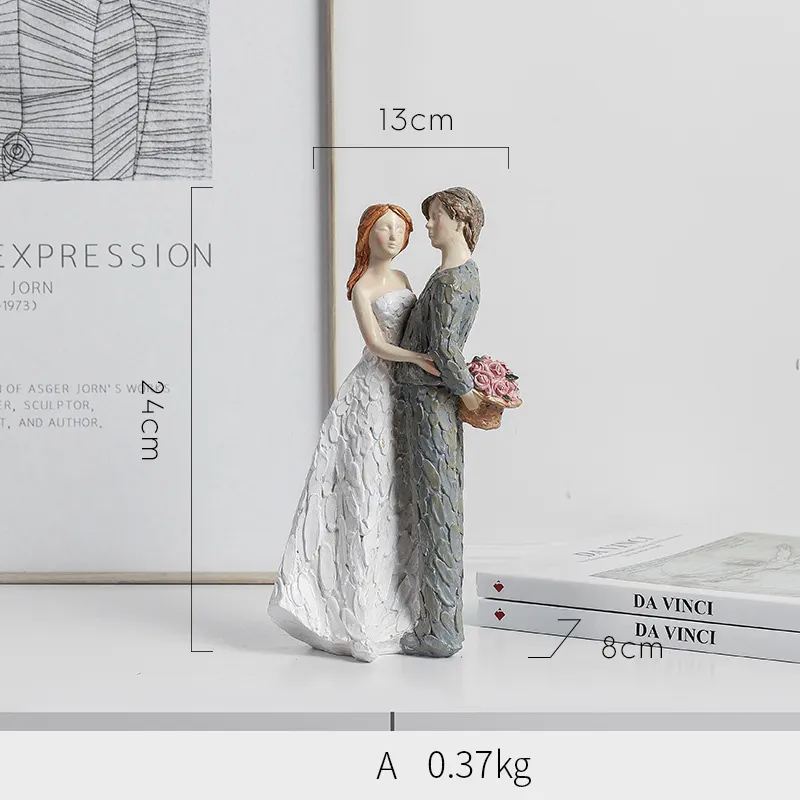 Aestheticism Resin Embrace Lovers Couple Sculpture Wedding Gifts