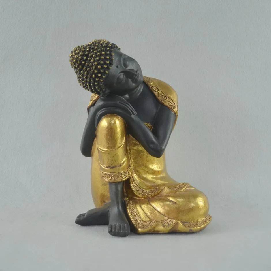 Amazon Hotsell Table Decor Sitting Polyresin Sleeping Thai Buddha Statue Brass