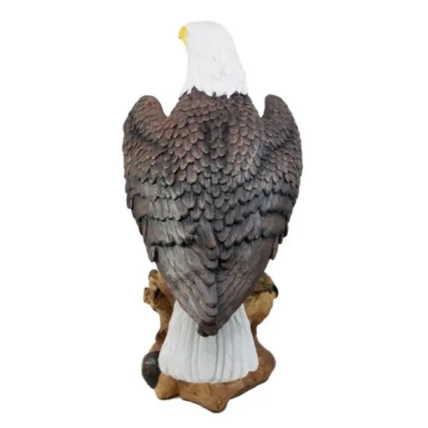 American Pride Bald Eagle Standing on Tree Resin Statue Figurine