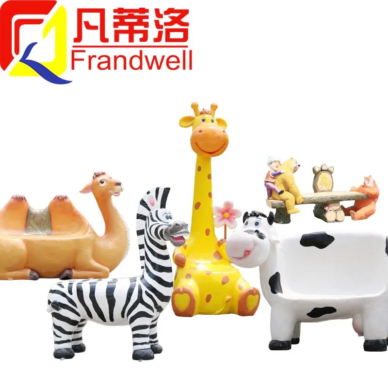 Amusement Park Decoration Life Size Fiberglass Animal Chairs with Factory Price