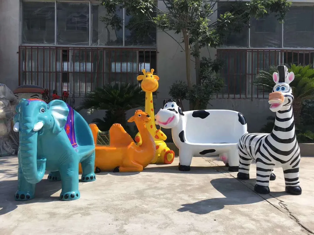 Amusement Park Decorative Ornaments Fiberglass Garden Bench Animal Chair for Seating