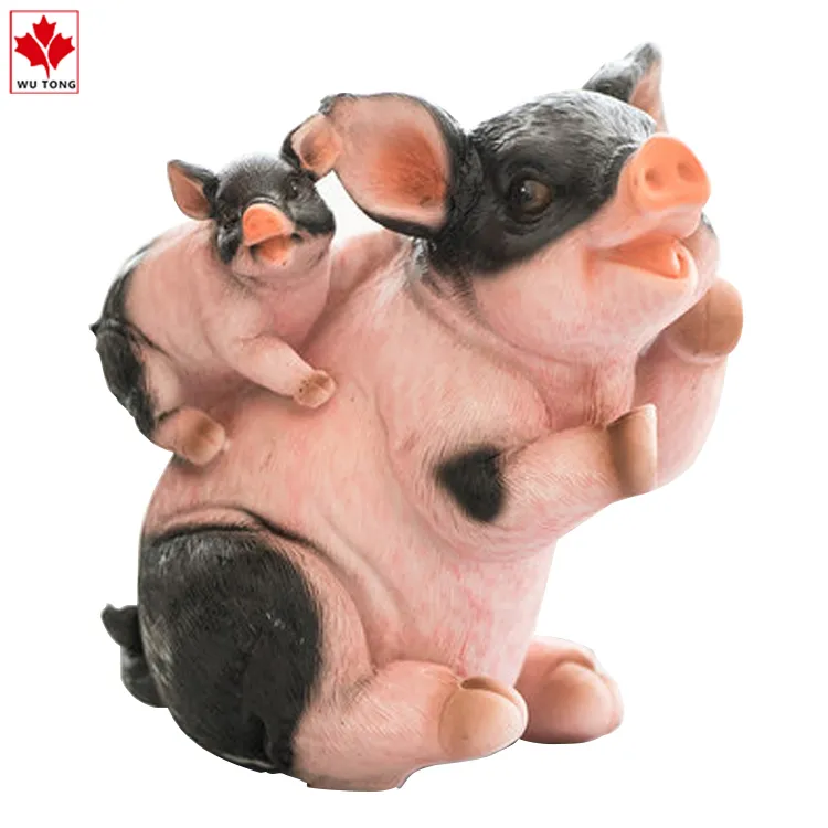 Animal Garden Farm Statue Funny Outdoor Piggy Sculpture Resin Lawn Ornaments Decor