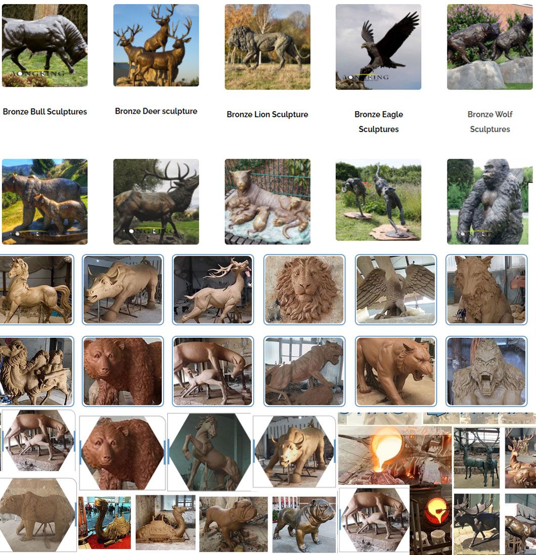 Animals Sculpture Outdoor Roaring Leopard Bronze Statue