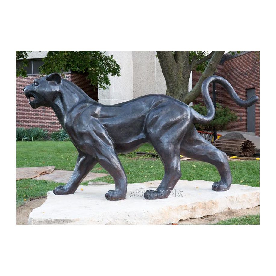 Animals Sculpture Outdoor Roaring Leopard Bronze Statue