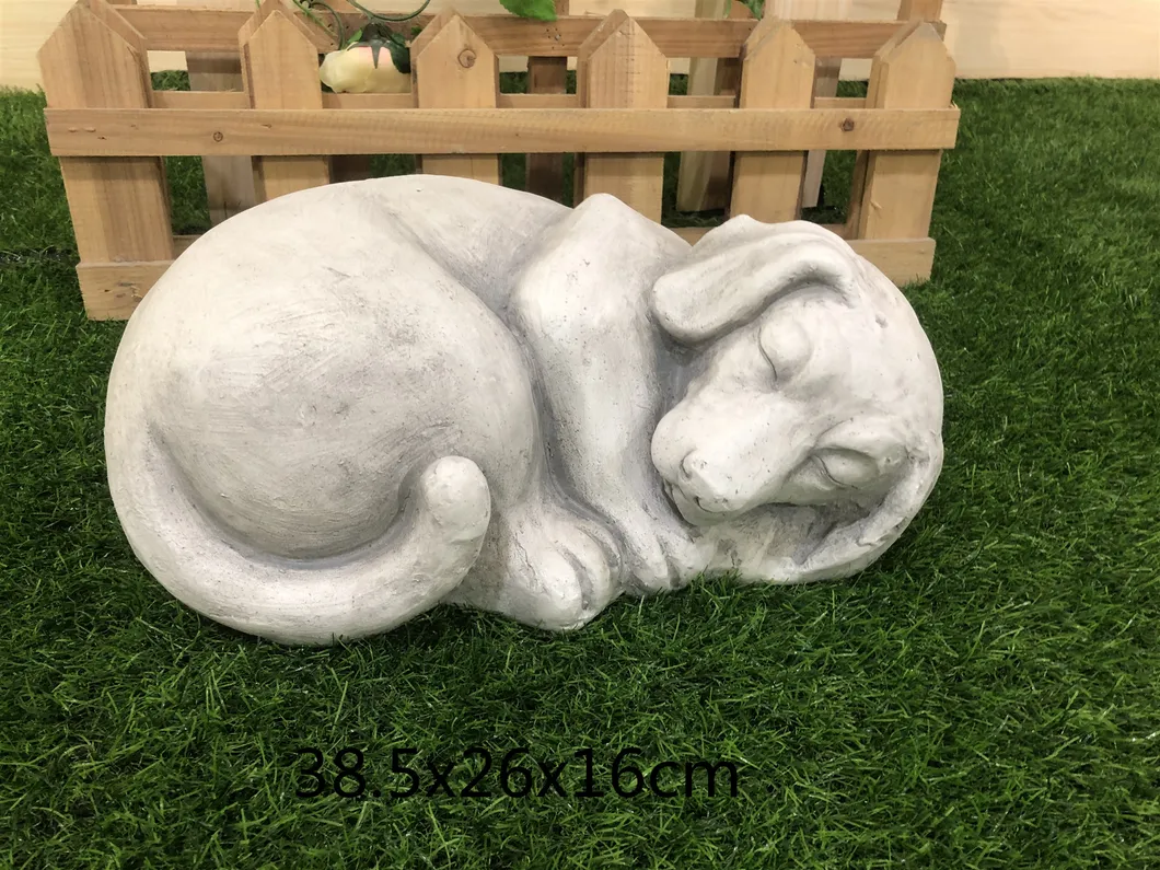 Antique White Bulldog Sculpture Garden Decoration