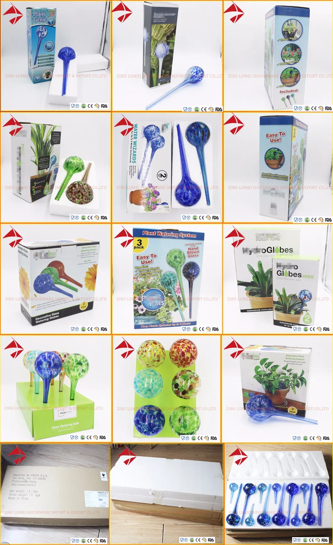 Bespoke Any Styles Hand Glass Flower Globe Watering Bulb Glass Ball Globe Planting Glass Watering Automatic Watering Globe