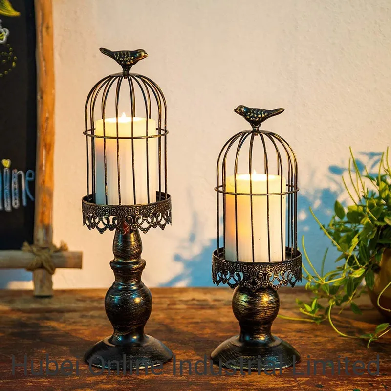 Birdcage Candlestick Ironwork Make Old Wedding Romantic American Table Candlelight Dinner Candlelight Table Decorations