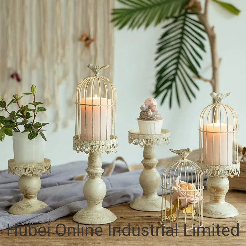Birdcage Candlestick Ironwork Make Old Wedding Romantic American Table Candlelight Dinner Candlelight Table Decorations