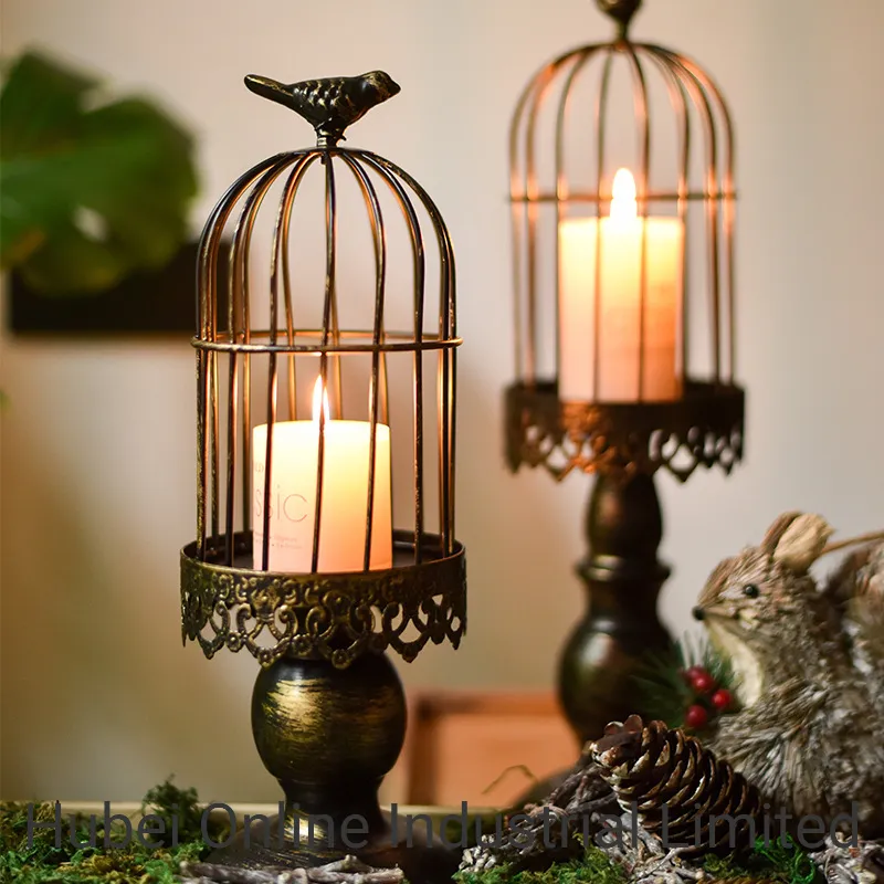 Birdcage Candlestick Ironwork Make Old Wedding Romantic American Table Candlelight Dinner Candlelight Table Decorations