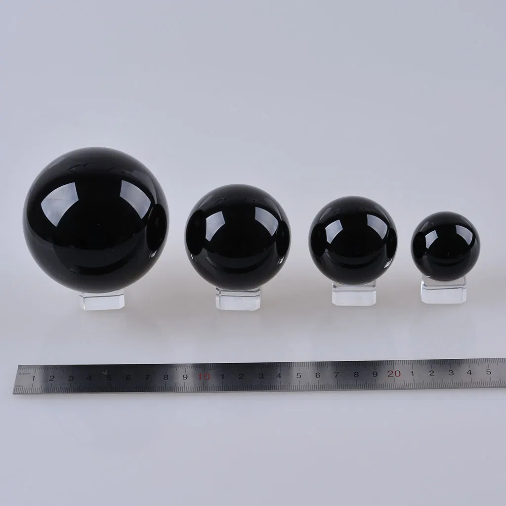 Black Crystal Ball Glass Sphere with Stand