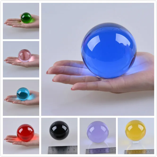 Black Crystal Ball Glass Sphere with Stand