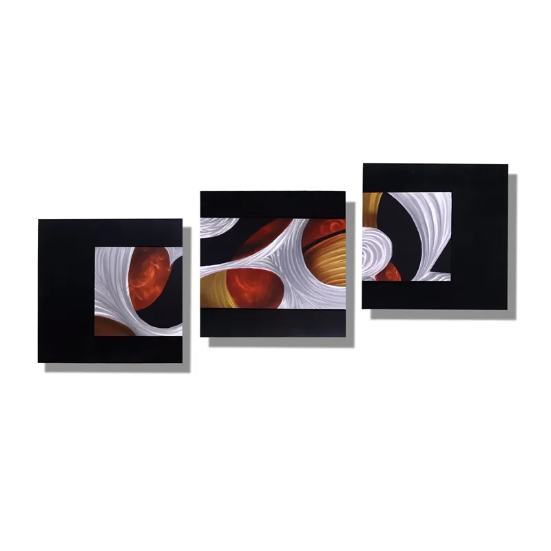 Black Silver 3D Metal Wall Sculpture Crafts Modern Interior Wall Arts Decor Wholesale From China