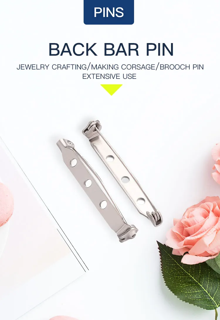 Brooch Base Back Bar Pins Findings Jewelry Making Clip safety Catch Findings Silver Plated Metal Pin Back Brooch