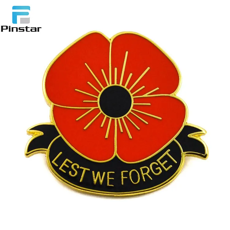 Bulk Cheap Souvenir Poppy Flower Shield Shape England Flag Lapel Pin Badges