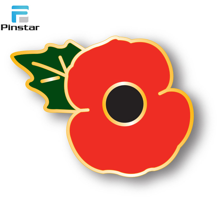 Bulk Cheap Souvenir Poppy Flower Shield Shape England Flag Lapel Pin Badges