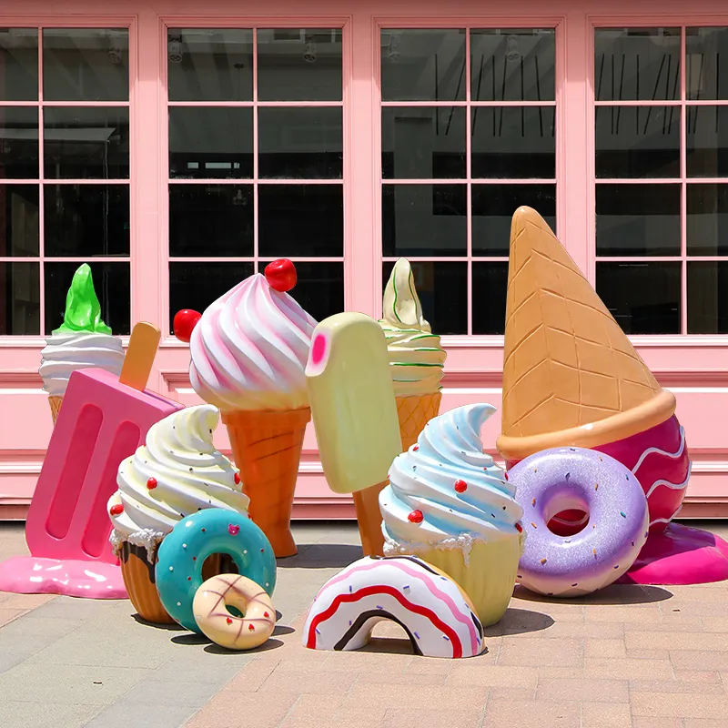 Cheap Price Fiberglass Ice Cream Cone Decoration Statue for Shopping Mall