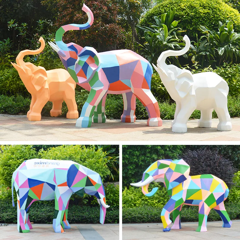China Factory Price Lifelike Elephant Fiberglass Animal for Zoo Park Decoration