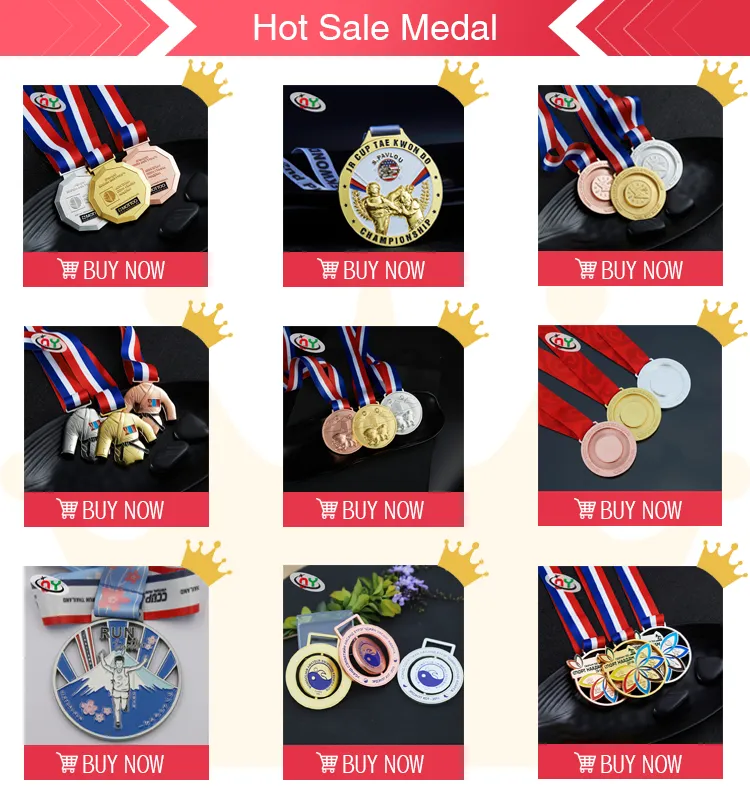 China Factory Promotional Wholesale Taekwondo Marathon Medals Custom Medal with Ribbon
