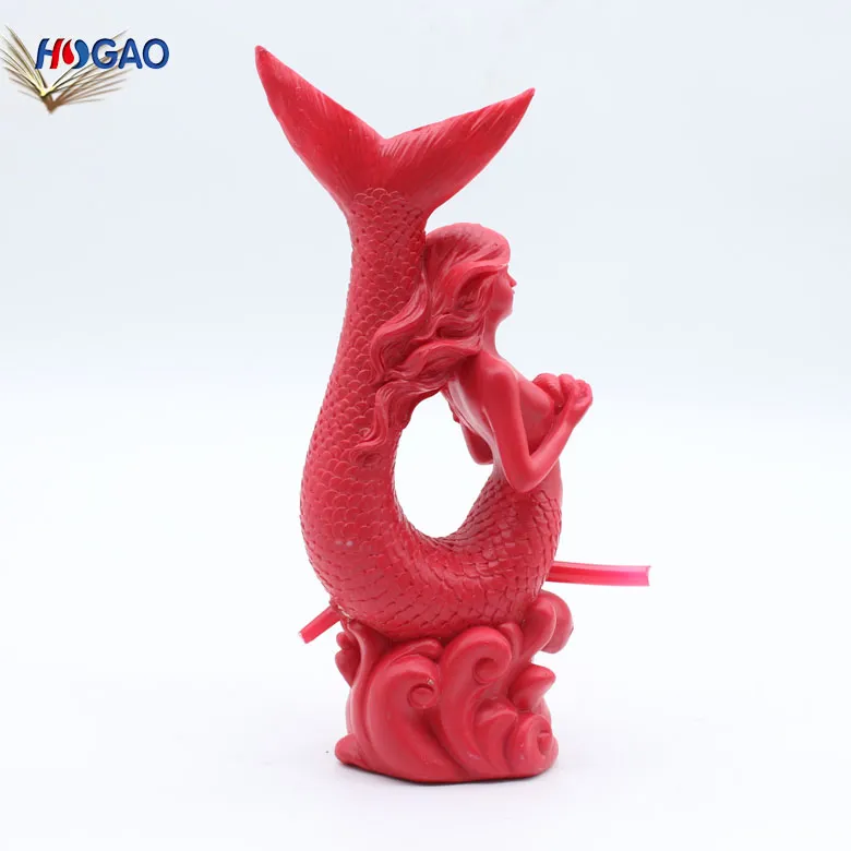China Wholesale OEM Home Decor Polyresin Red Mermaid