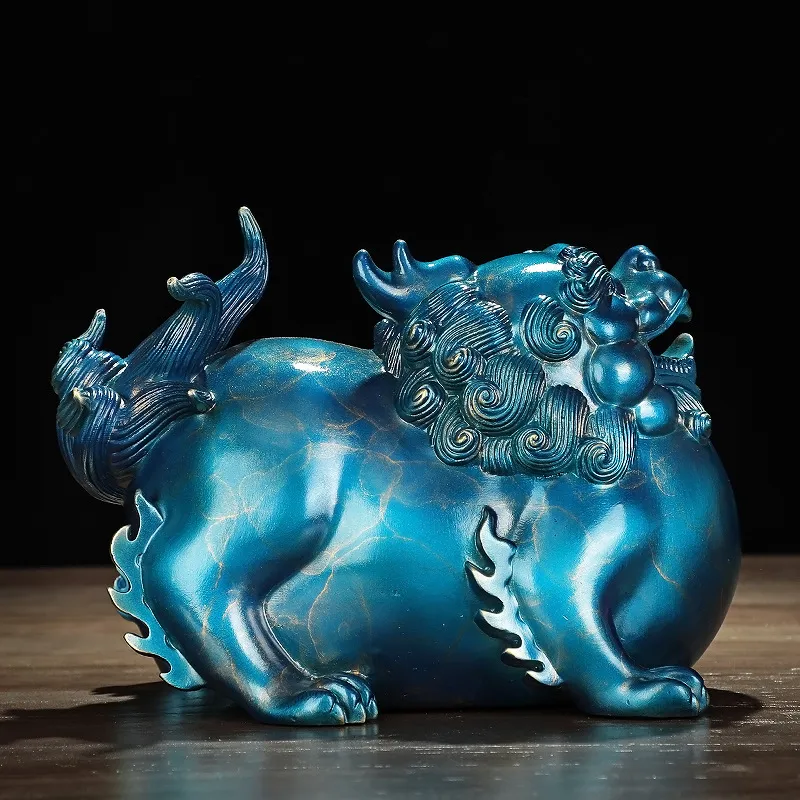 Chinese Ancient Beast Flying Pixiu Ornaments Copper Animal Figurines Fengshui Statue