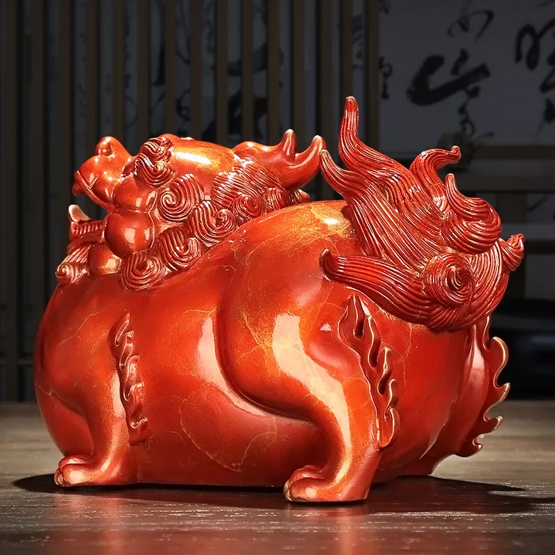 Chinese Ancient Beast Flying Pixiu Ornaments Copper Animal Figurines Fengshui Statue