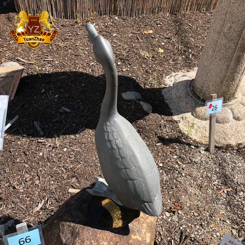Chinese Traditional Hand Cast Polished Bronze Goose Sculpture