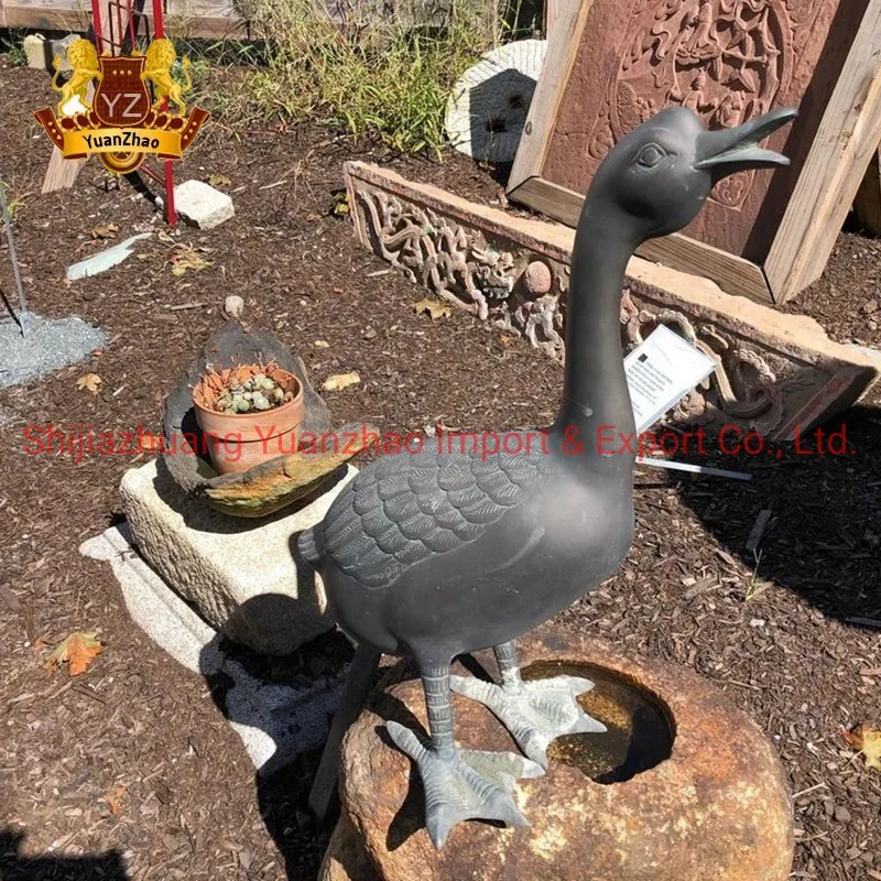 Chinese Traditional Hand Cast Polished Bronze Goose Sculpture