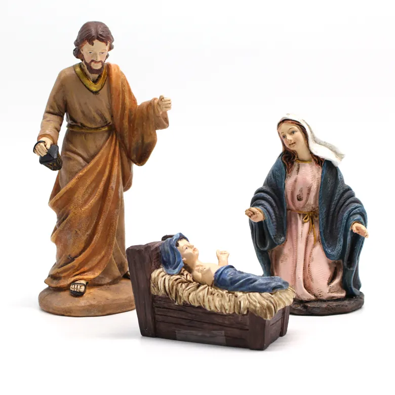 Christmas Indoor Decoration Manger Nativity Jesus Resin Religious Family