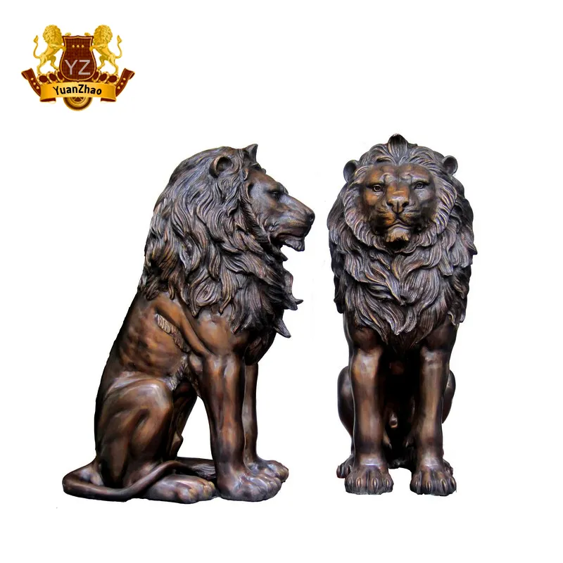 City Decoration Large Size Bronze Lion Lying with a Ball for Sale