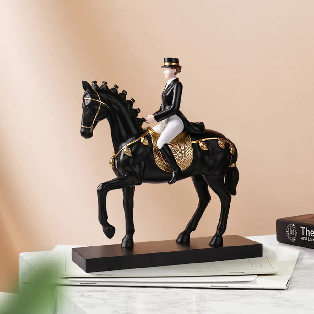Classical Warriors Resin Statue Gentleman on Horseback Resin Sculpture