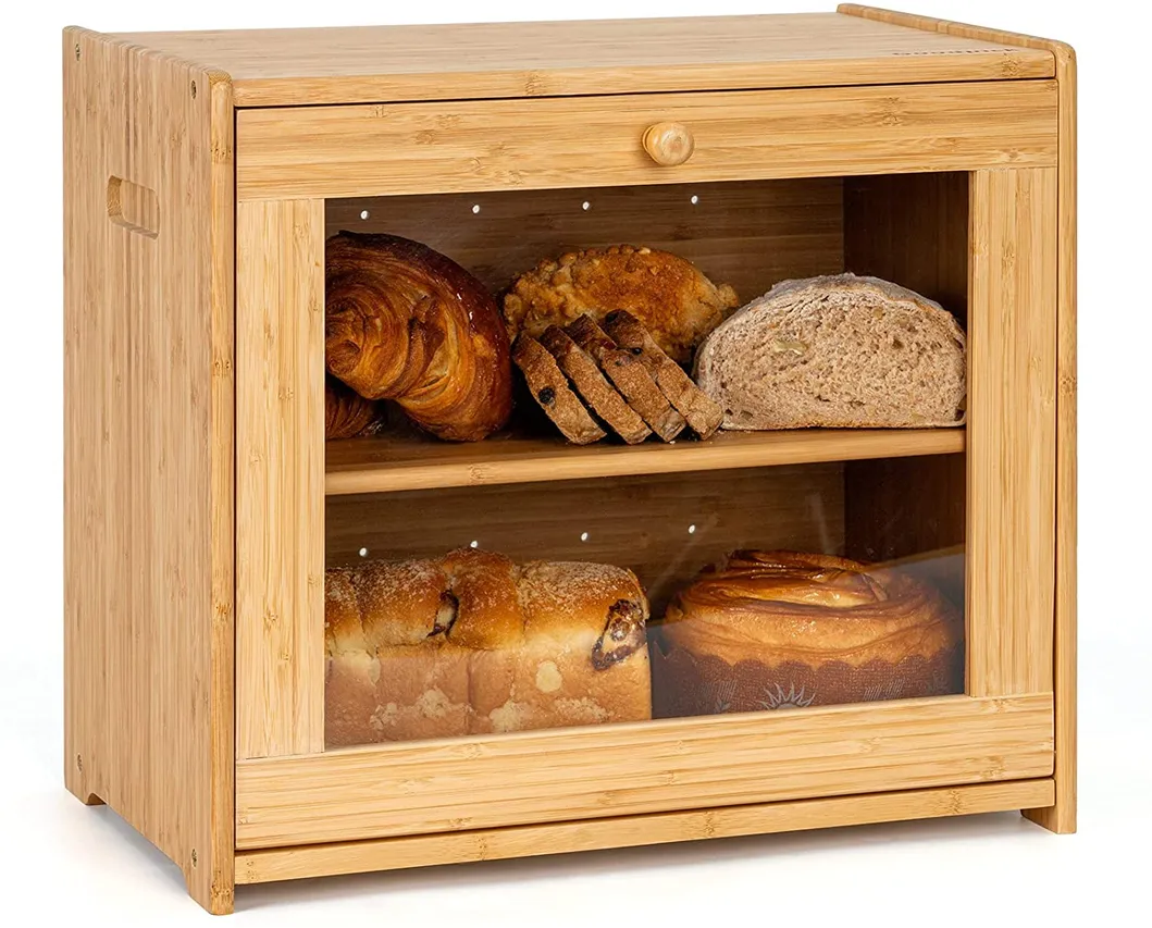 Clear Windows Rustic Farmhouse Style Bread Holder for Kitchen Countertop