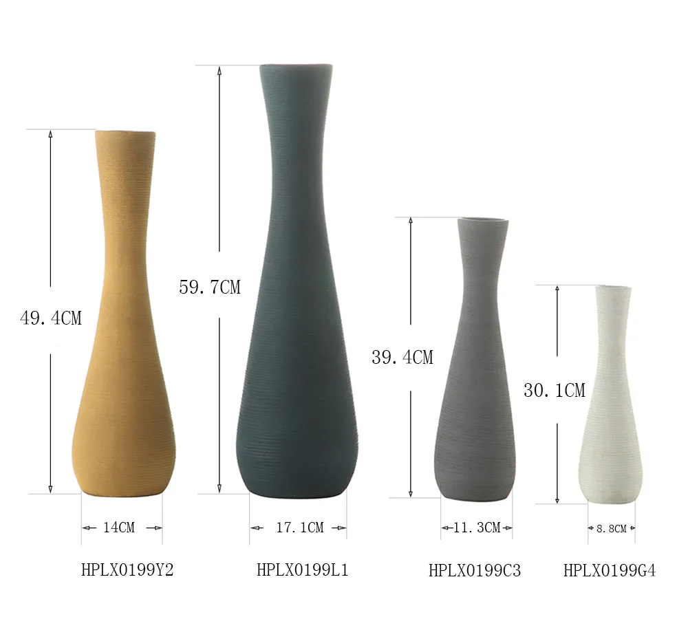 Contemporary Fluted Ribbed Textured Vase Nordic Unique Long Neck Hourglass Vase Tall Decorative Thin Tube Vase Tabletop Decor
