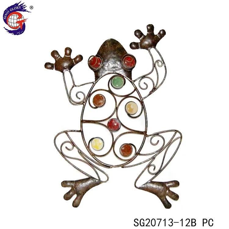 Creative Iron Crafts Metal Frog Sculpture Wall D&eacute; Cor Outdoor Indoor Art Hanging for Garden Home Patio Porch Fence Decorations