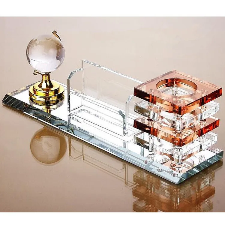 Crystal Business Set for Corporate Gifts Crystal Pen Holder