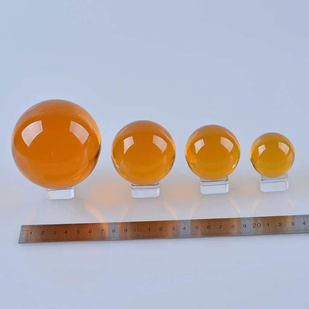 Crystal Glass Ball Sphere Amber Color