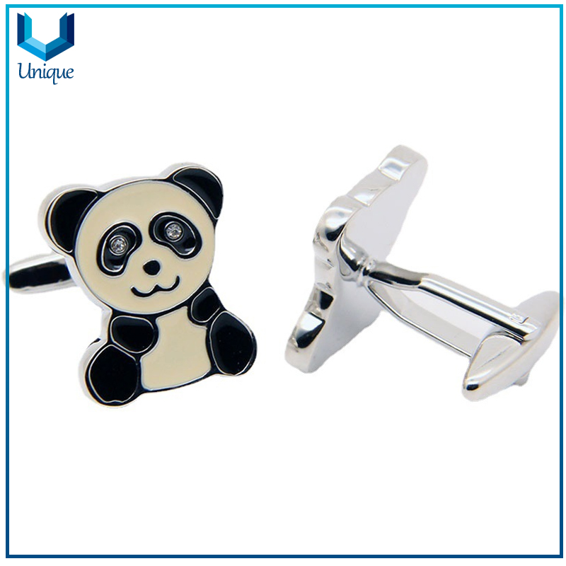Custom Fashion Teddy Bear Cufflink , Crystal Decorated Cufflink , Custom Design Metal Cufflink for Gifts