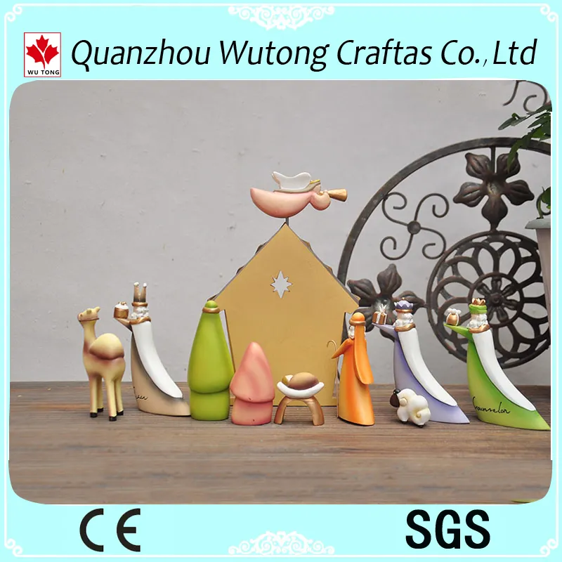 Custom Handmade Religious Series Manger Statues Resin Cartoon Nativity Figurines