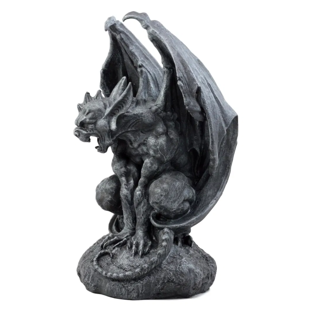 Custom Large Cathedral Guardian Crouching Winged Gargoyle Statue for Home Decoration
