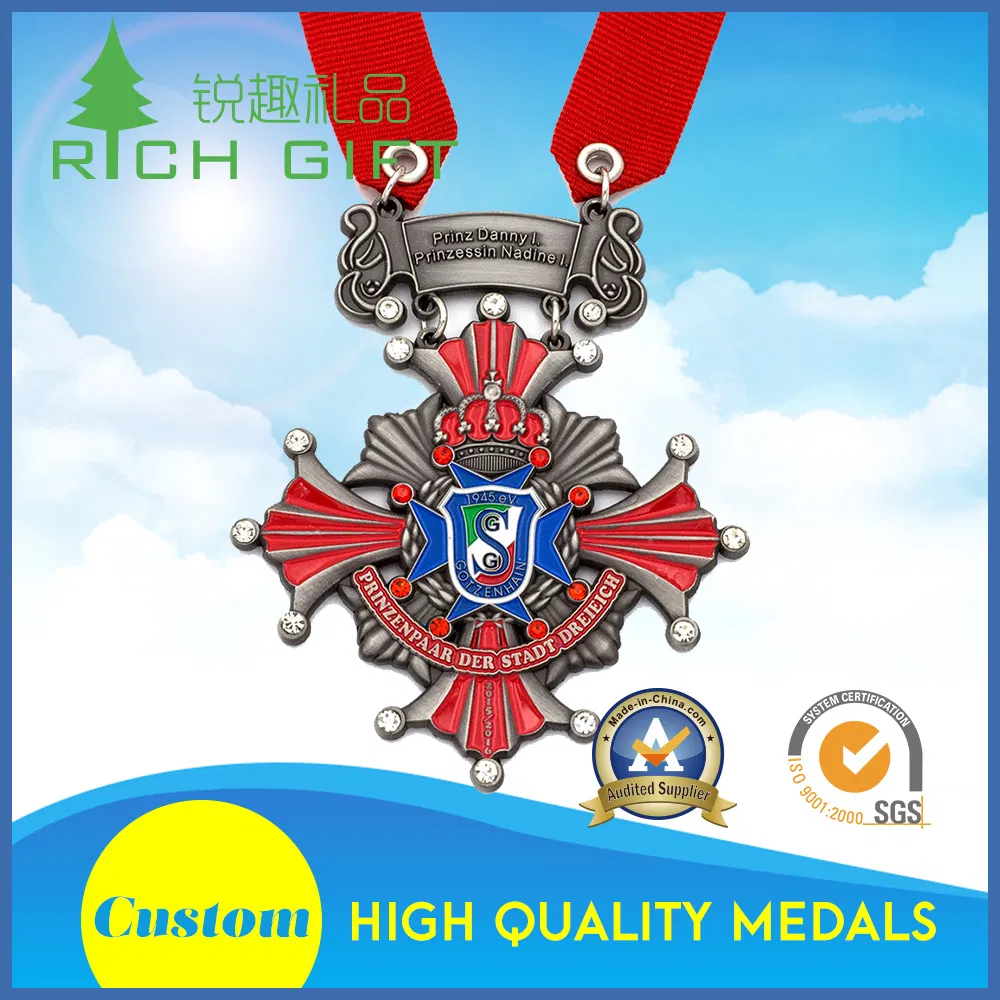 Custom Quotes Gold Badge Medals/ Insignias for Awards/Military/ War Souvenir