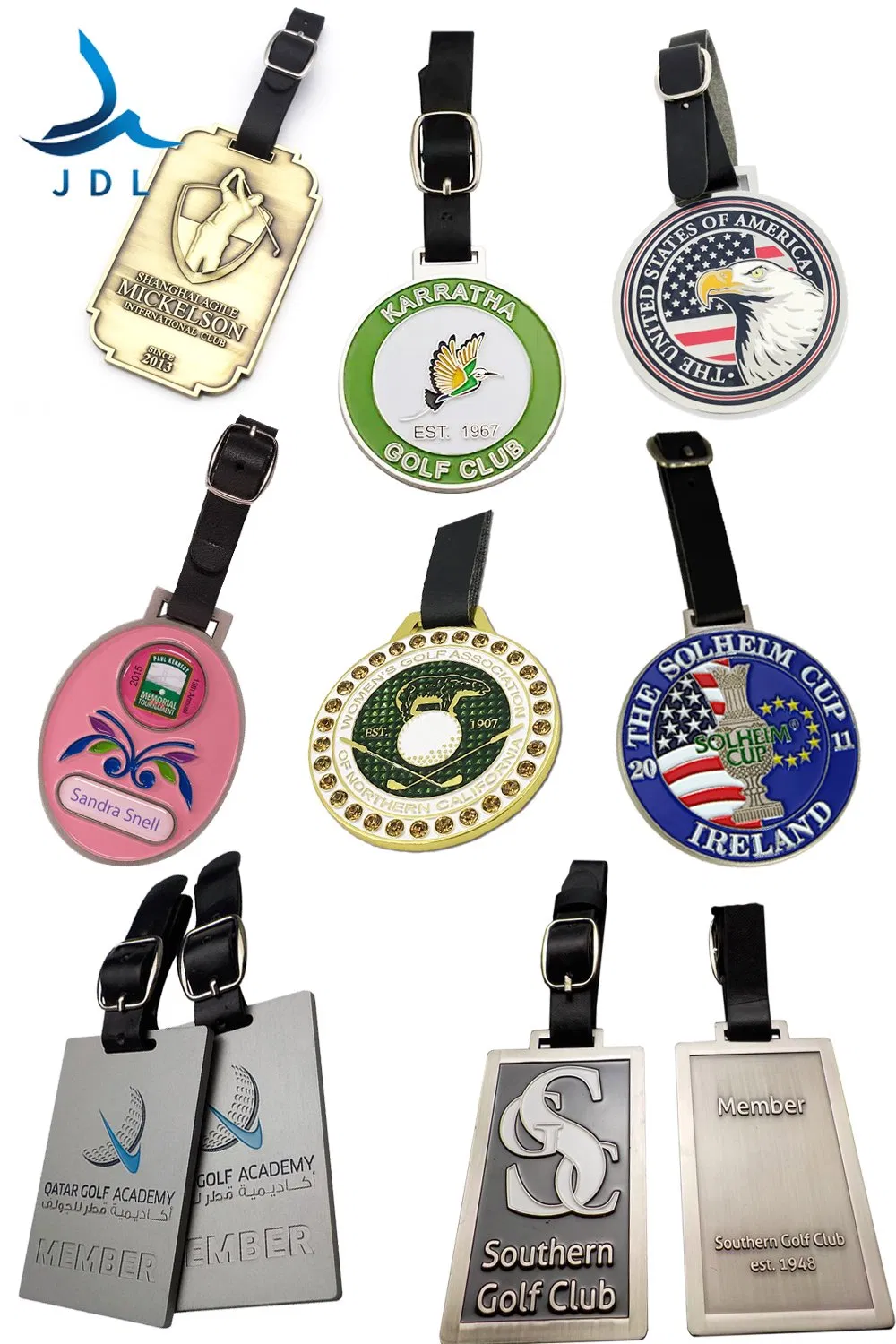 Custom Soft Silicone Rubber Letter Logo PVC Tag Travel Animal Cartoon Golf Accessories Metal Bag Tag