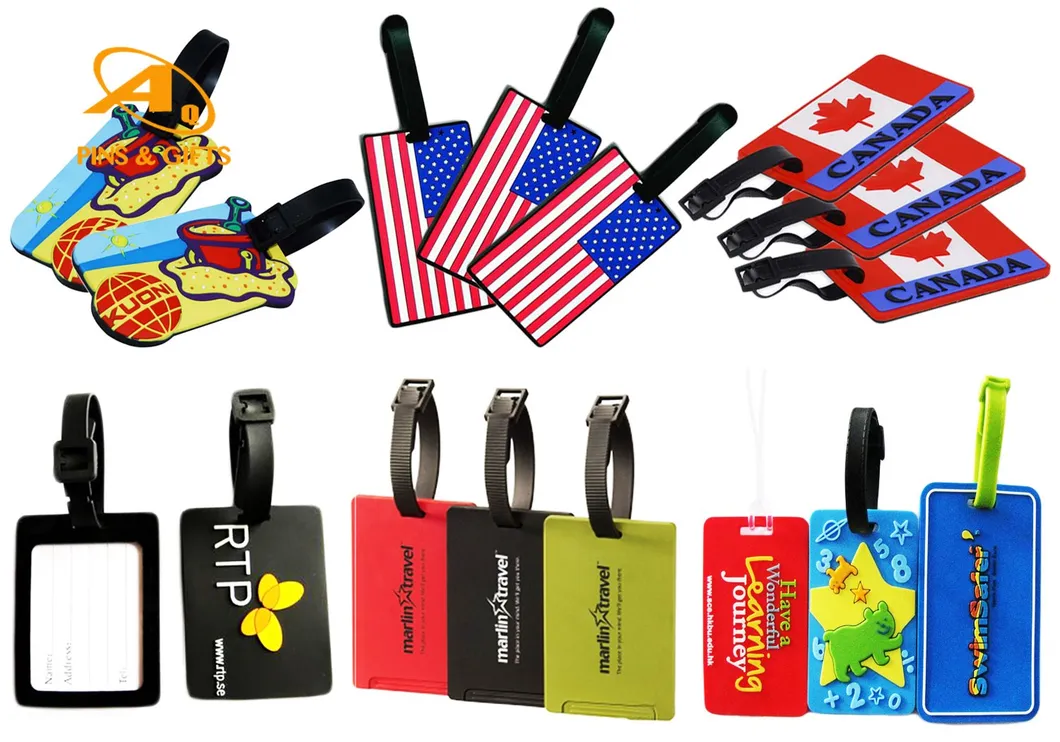 Custom Soft Silicone Rubber Letter Logo PVC Tag Travel Animal Cartoon Golf Accessories Metal Bag Tag