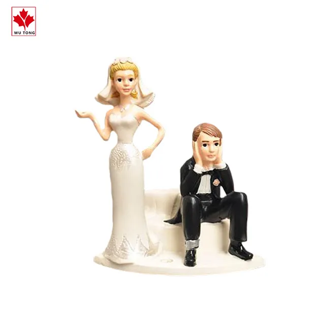 Cute Figurine Resin Bride&Groom Cake Topper Wedding Party Decoration Figurine Craft