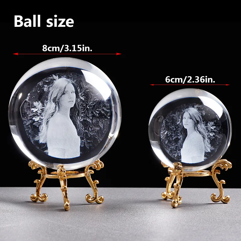 Decorative for Sale Personalized Homemade Christmas Crystal Ball Sphere with Metal Stand