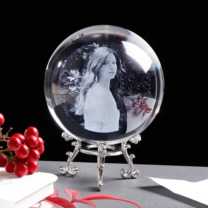 Decorative for Sale Personalized Homemade Christmas Crystal Ball Sphere with Metal Stand