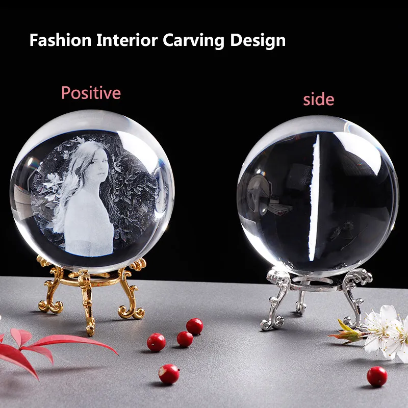 Decorative for Sale Personalized Homemade Christmas Crystal Ball Sphere with Metal Stand